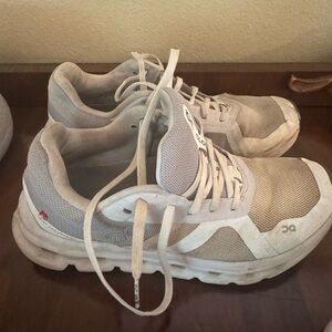 On Running White and Gray Sneakers